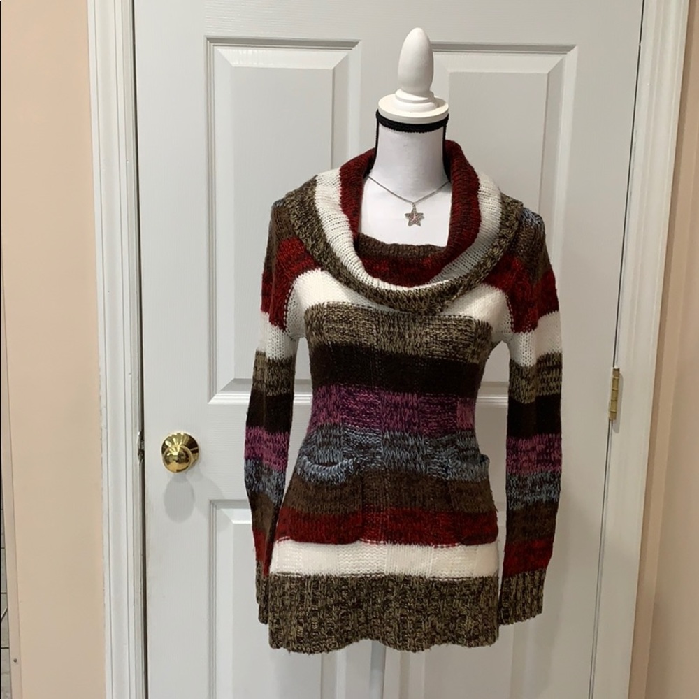 CLEARANCE Multicolor cowl neck sweater Sm